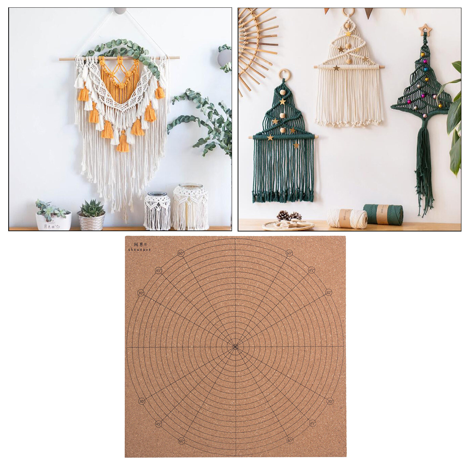Blocking Boards for Knitting with Grids - Handcrafted Wood Crochet Macrame Board Handmade Knotting Cord Cork Plate