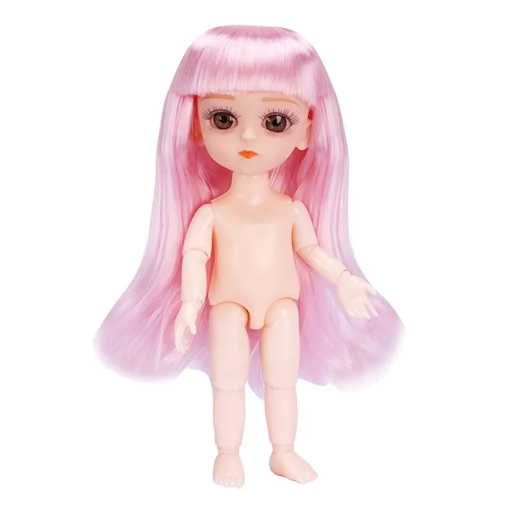 13 Joints Customized 16cm Ball Jointed Doll Body, with 3D Big Eyes and Wig, Figues for BJD Doll Custimizing DIY Making 13 Joints Customized 16cm Ball Jointed Doll Body, with 3D Big Eyes and Wig, Figues for BJD Doll Custimizing DIY Making