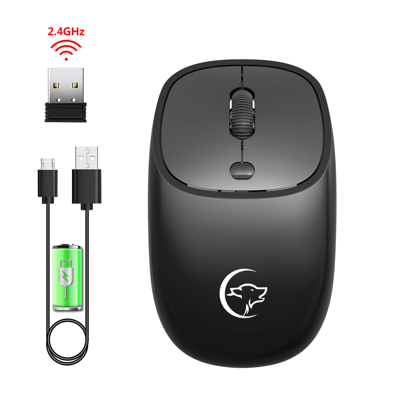 Portable 2.4G Wireless Optical Mouse 3 Button Computer Mice w/USB Receiver for Desktop Laptop