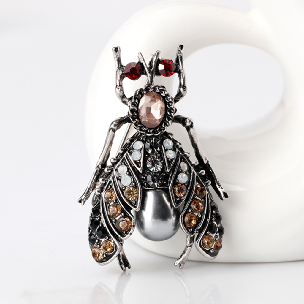 Rhinestone Bee Insect Brooch Pins Imitations Pearls Bug Scarf Feast Hijab Enamel Pins Jewelry Large For women's wedding jewelry
