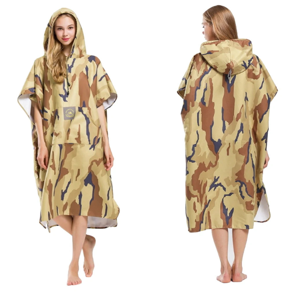 Bath Poncho Towel Camouflage Bathrobe Surfing Swimming Poncho Changing Robe Towel Unisex Adults