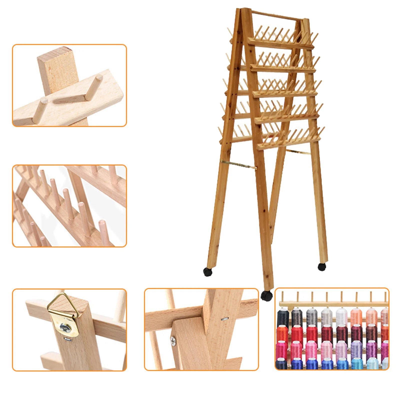 100 Spool Thread Rack Movable Wooden Thread Stand Holder Sewing Thread Organizer Embroidery Sewing Quilting Needle Accessories