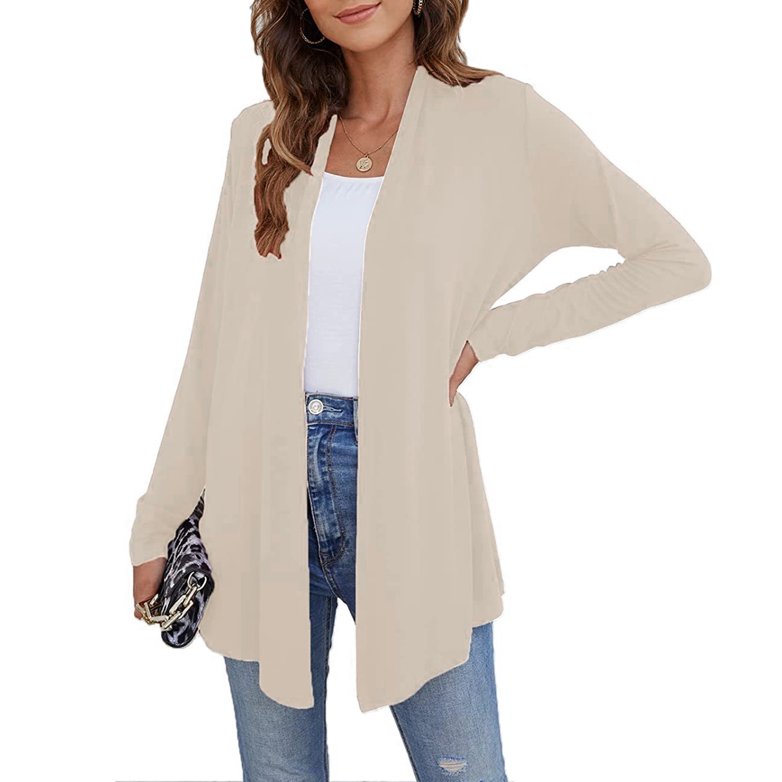 mulheres cardigans sólida frente aberta de manga longa casuais caimento suave primavera outono cardigan solto casaco coreano moda 