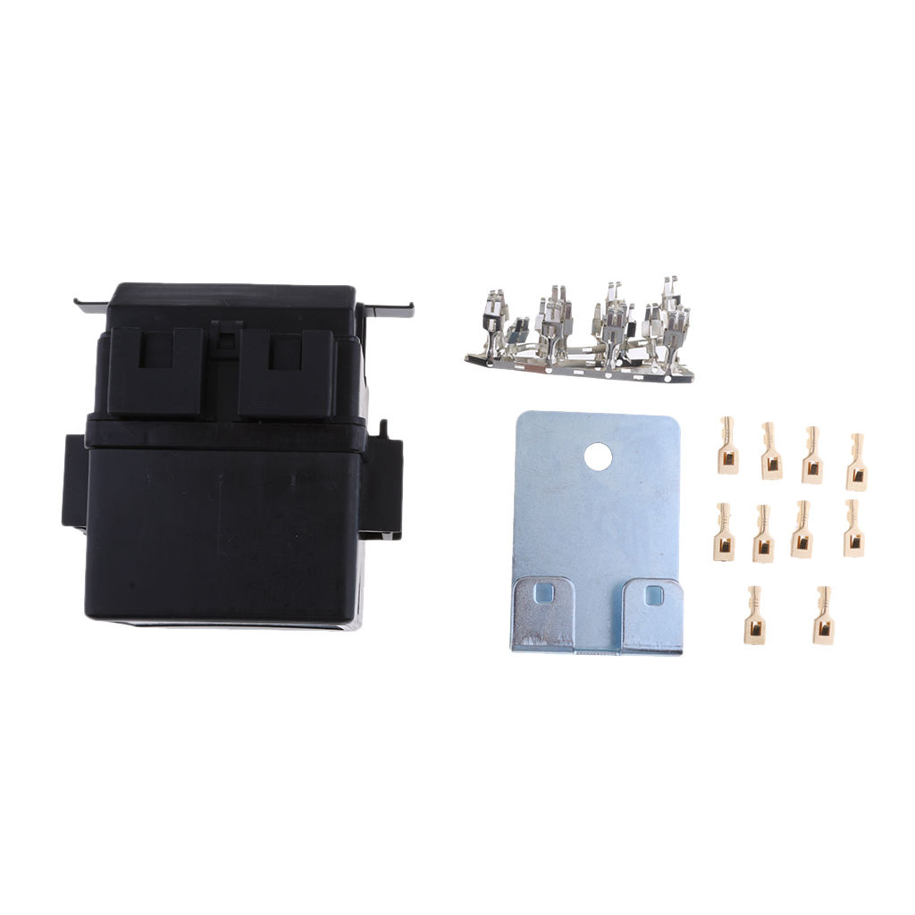 1 Set Black 2 Way Circuit Auto Relay Blade Fuse Box Insurance Panel Metal