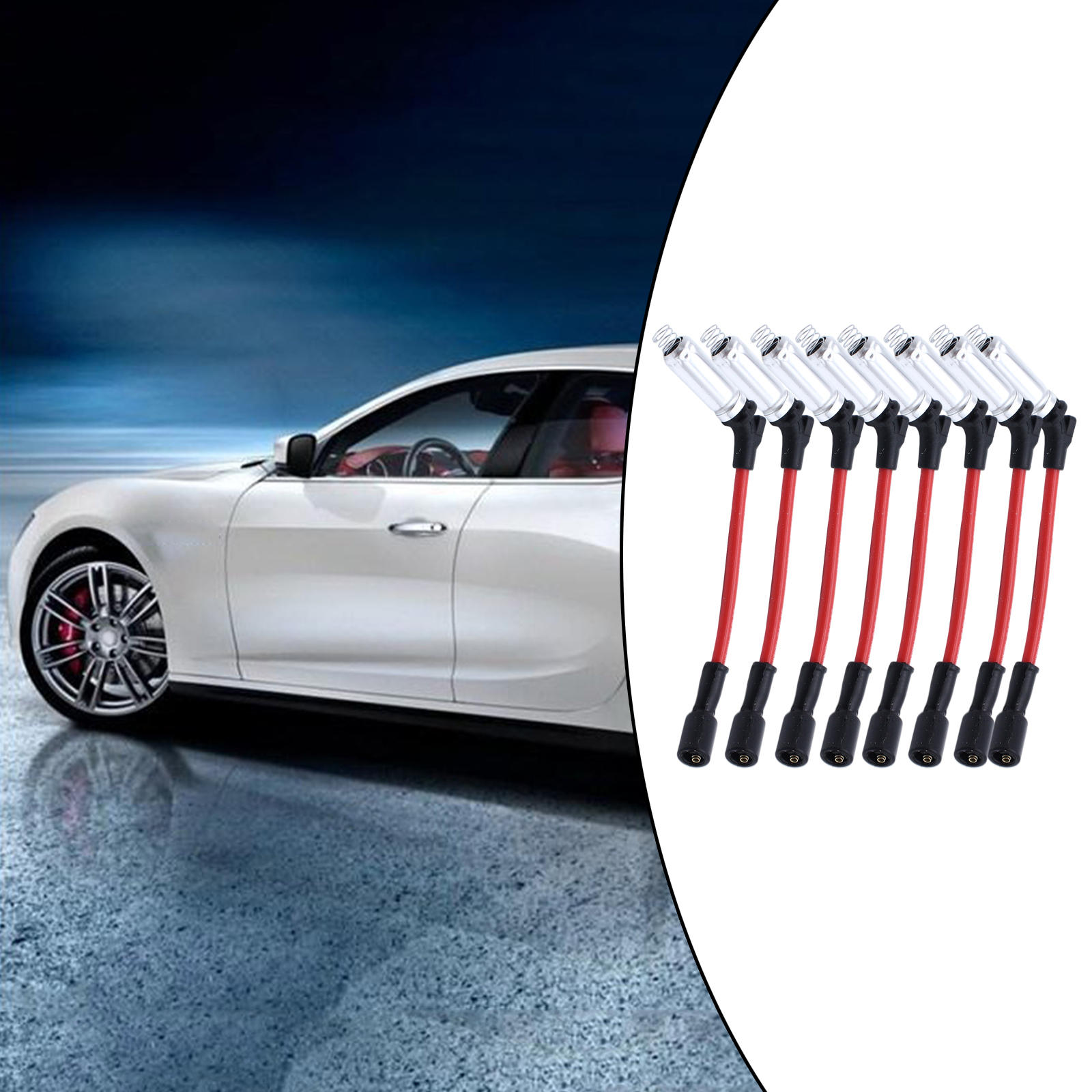 8 Pieces Spark Plug Wires Red Accessories 10.2mm Car Supplies Replacement Fit for GMC V8 2000-2009 9748Rr M8-48322 48322 7831