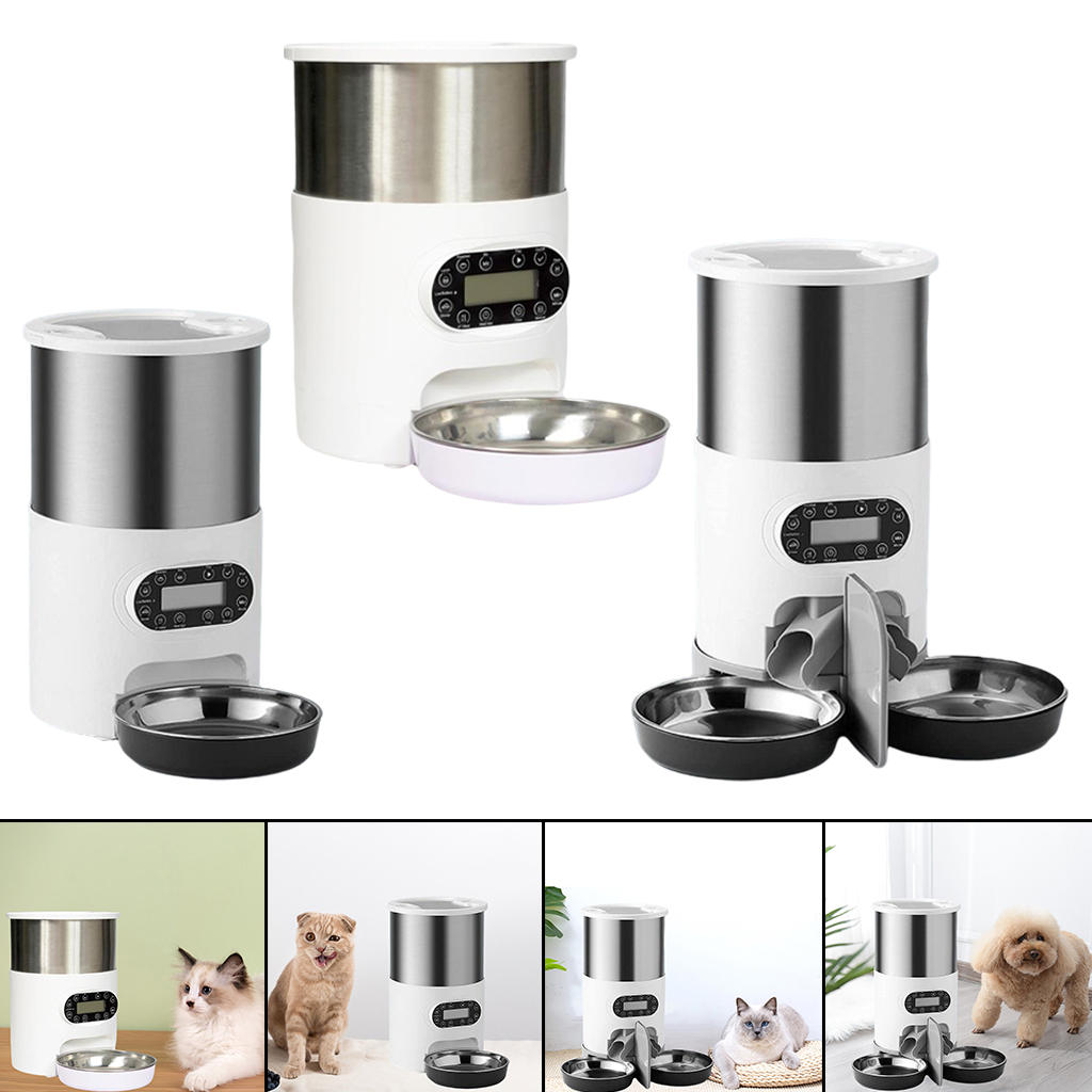 Automatic Cat Feeder for Dry Food Portion Control with Voice Recorder Programmable Bowl Feeder with Timer for Rabbits Puppy Cats
