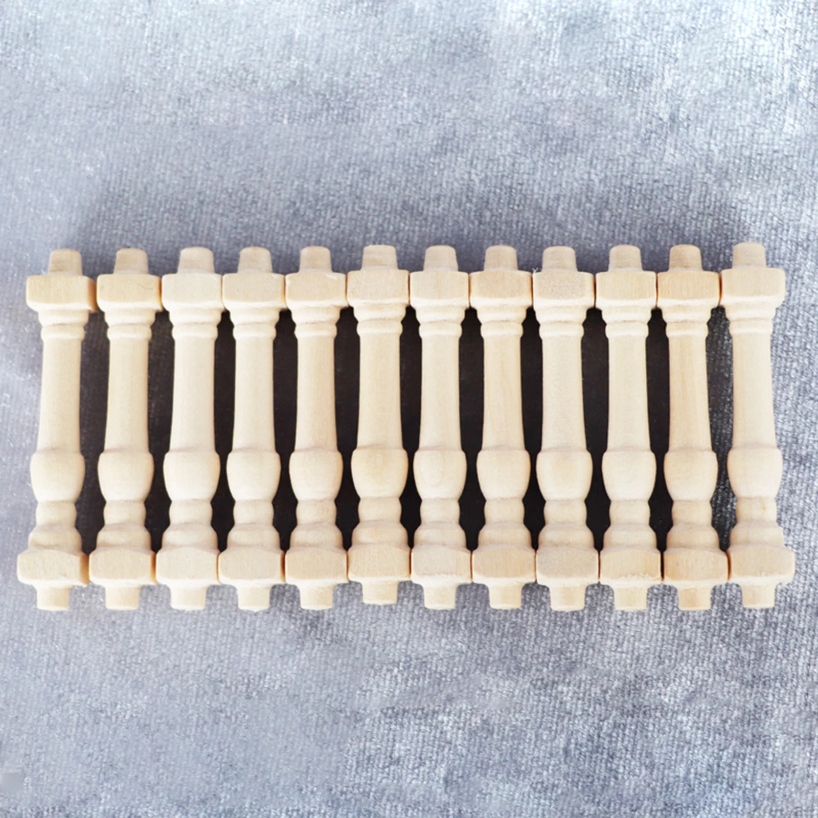 12pcs Dollhouse Builders Timber 1:12 Wood Balusters for Balcony Railing