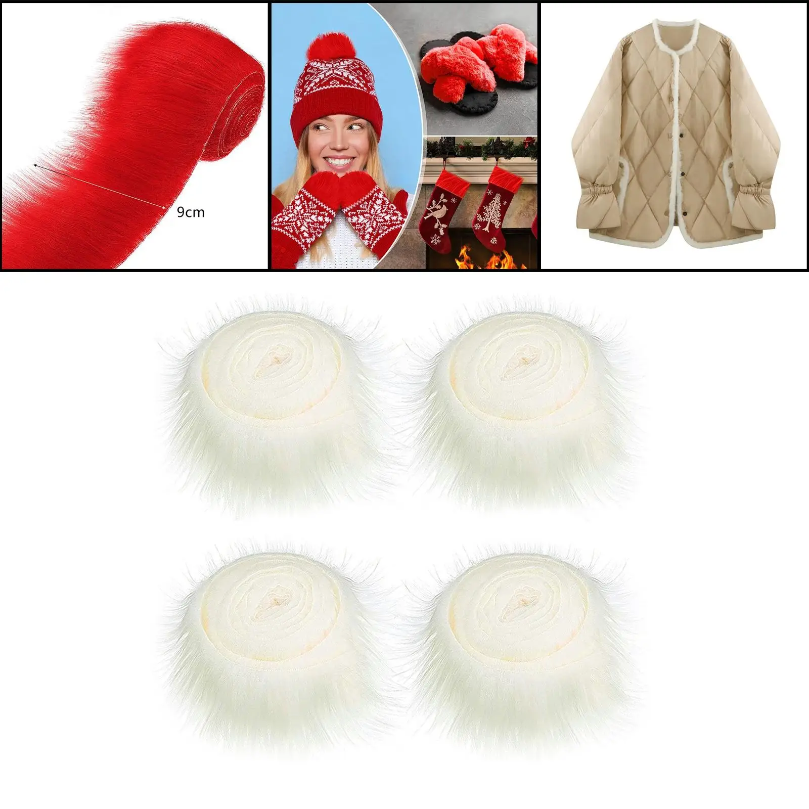 4Pcs Soft Faux Fur Fabric Costume Fuzzy Faux Fur Fabric Craft DIY Clothing Toy for Christmas Party Decoration