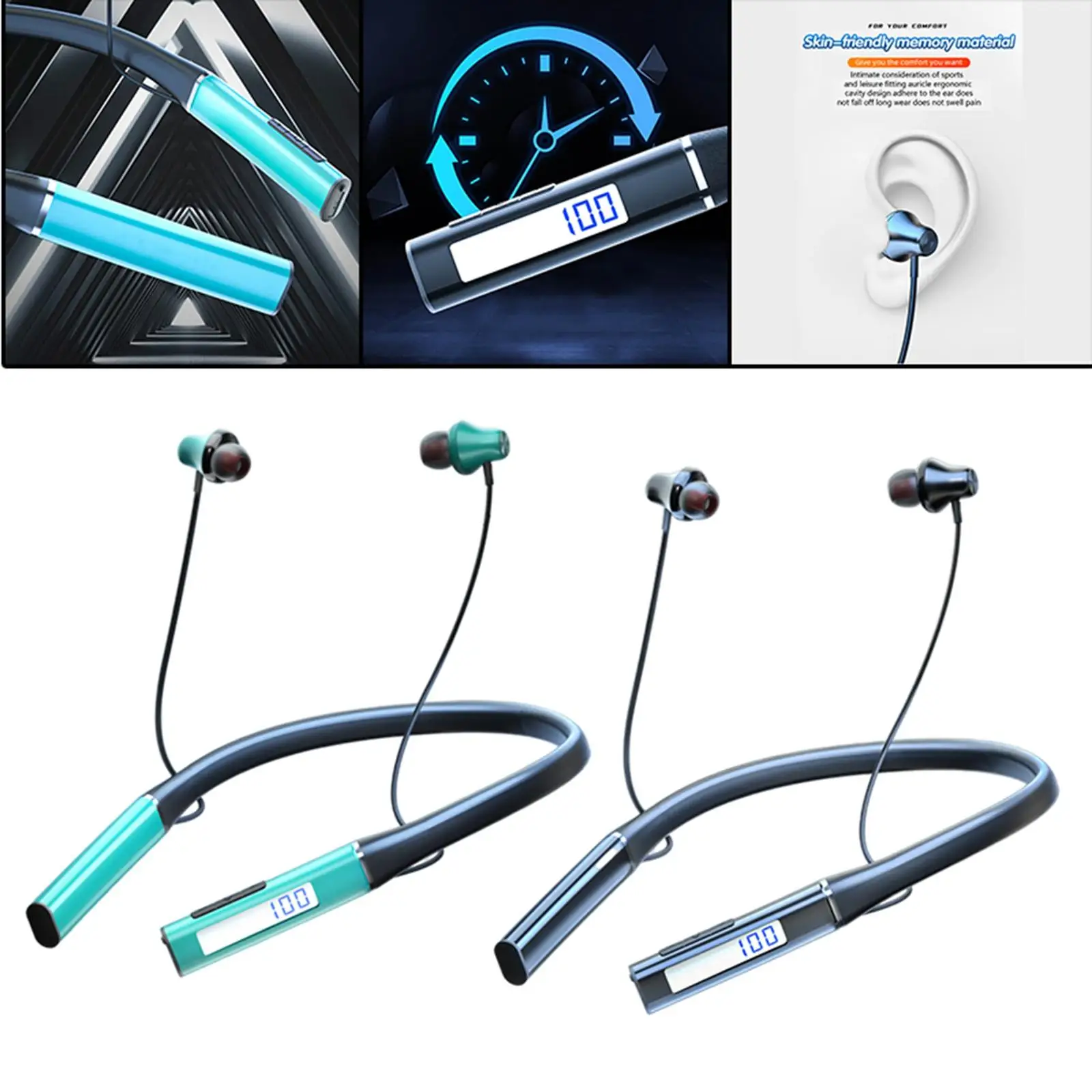 Wireless Neckband Headset Gaming Earbuds Waterproof Magnetic Wrap In-Ear 550mAh Sports Headset Headphones for Smartphones Laptop