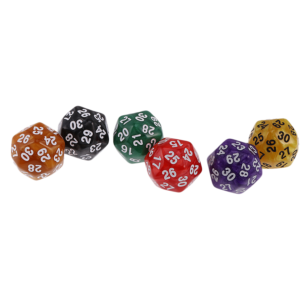 Pack of 6pcs Multi Sided D24 or D30 Dice for D&D TRPG Party Board Game Toys