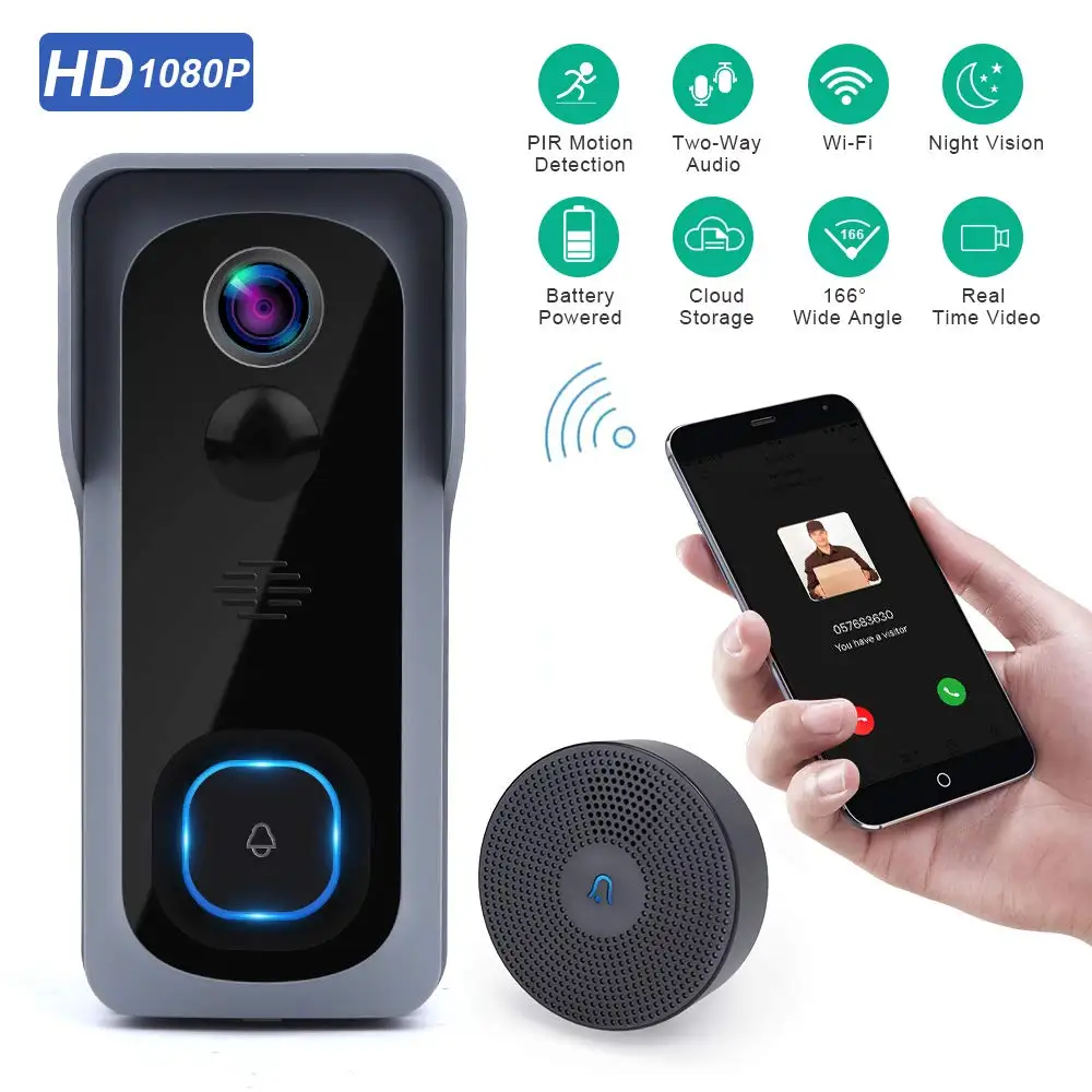 video intercom system for home New Video Doorbell Smart Home 1080P Waterproof IR Night Vision Video Intercom Doorbell Camera Wifi Doorbell Video Door Phone intercom audio