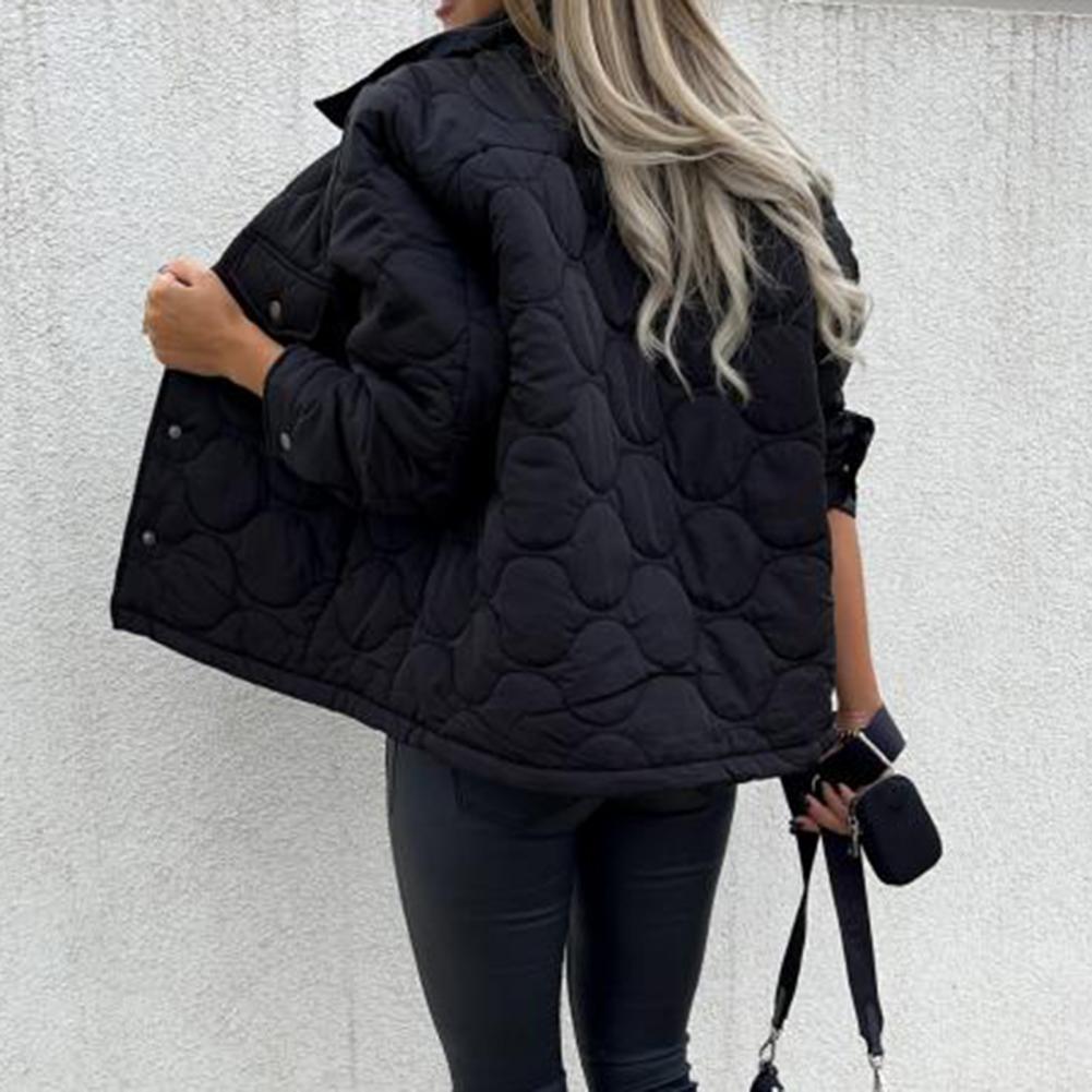 turn-down colarinho com aba bolsos manga longa jaqueta de inverno outerwear