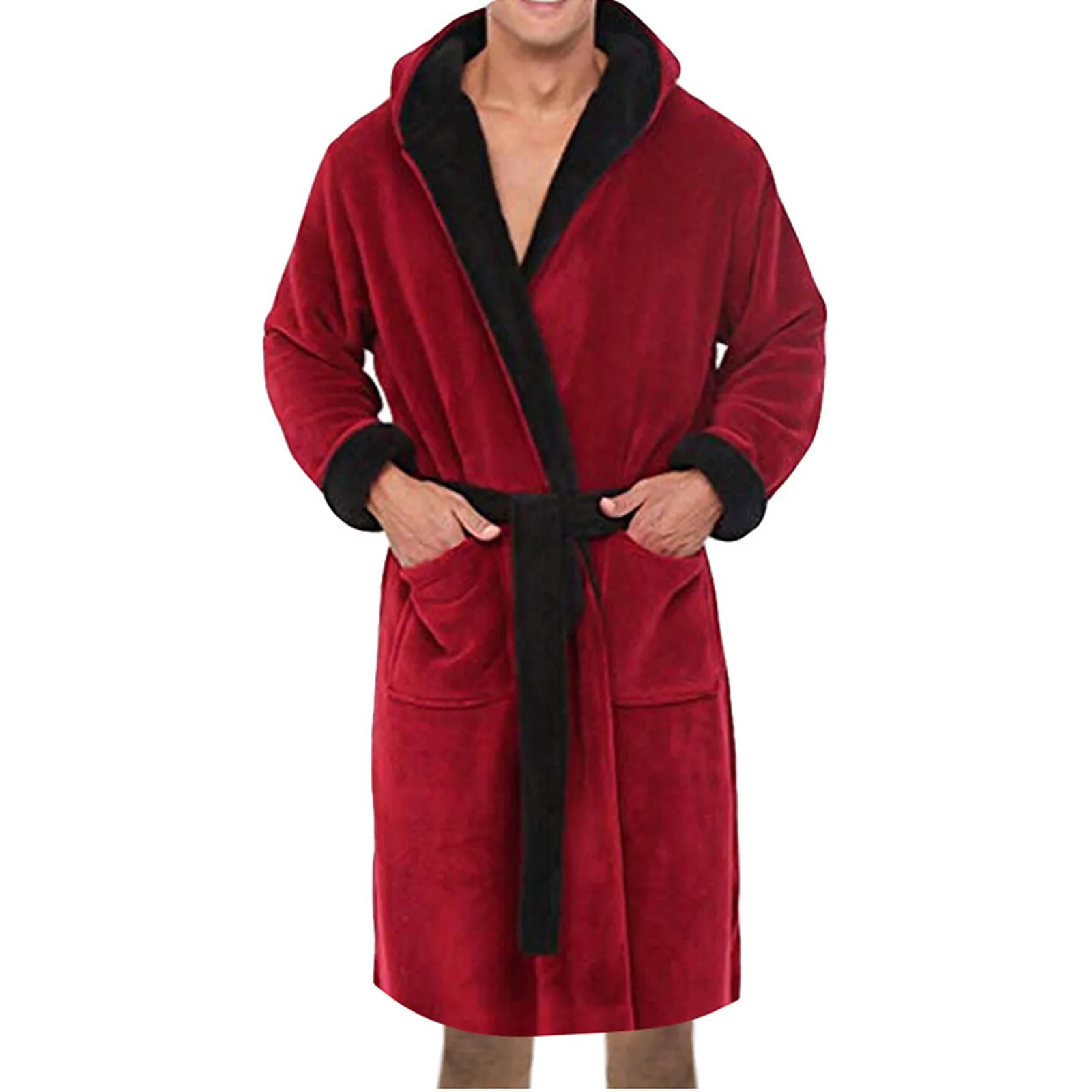silk pj set Men's Robes Winter Lengthened Plush Shawl Bathrobe Home Clothes Fashion Long Sleeve Robe Coat Waist Pocket Robe Vestido jockey pajama pants