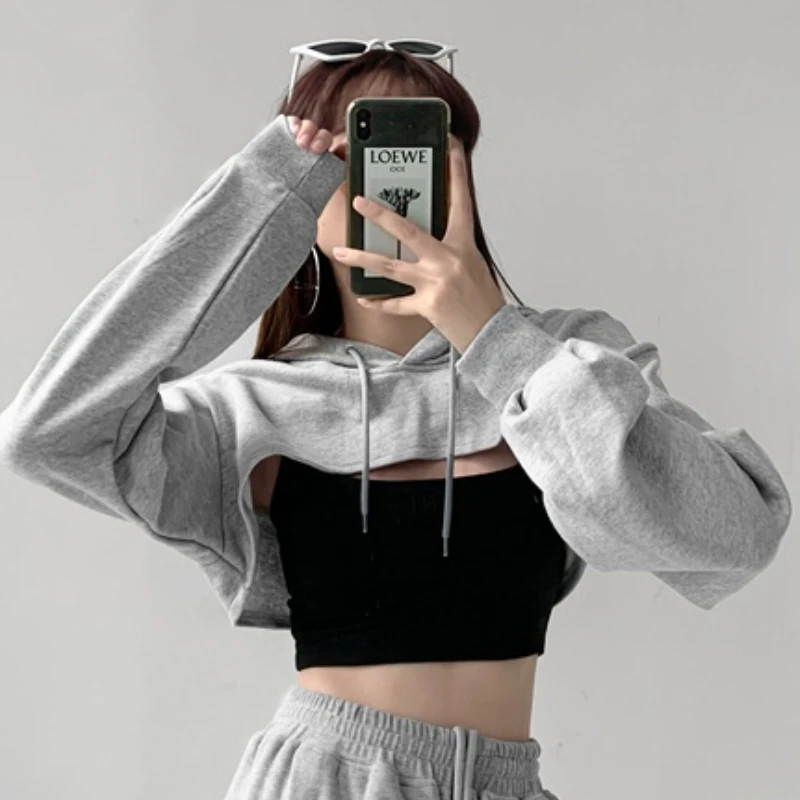 Hoodies Womens Spring Hot Sexy Ladies Loose Leisure Fit European Style Trendy Solid New Chic All-match Simple Soft Daily Design