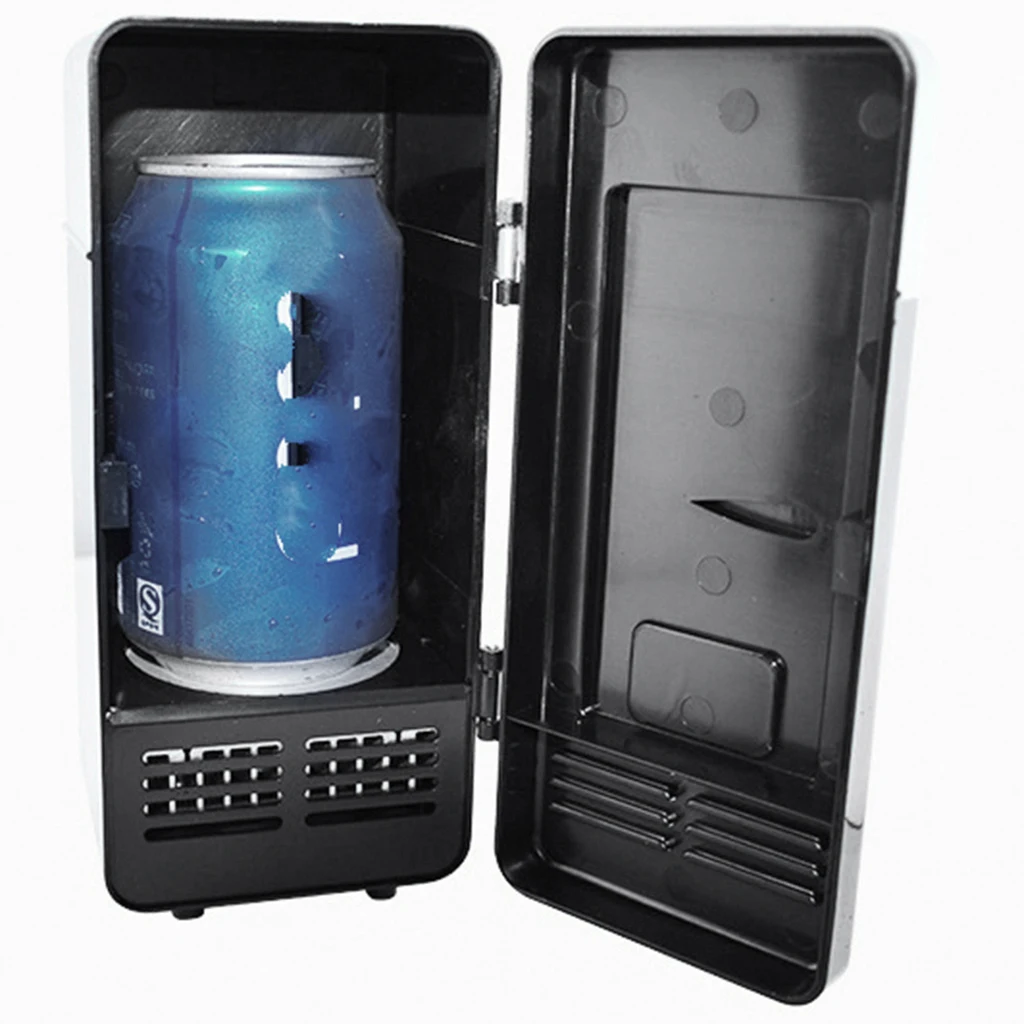 USB Mini Fridge Drink Cooler Refrigeration System Small Refrigerator Black