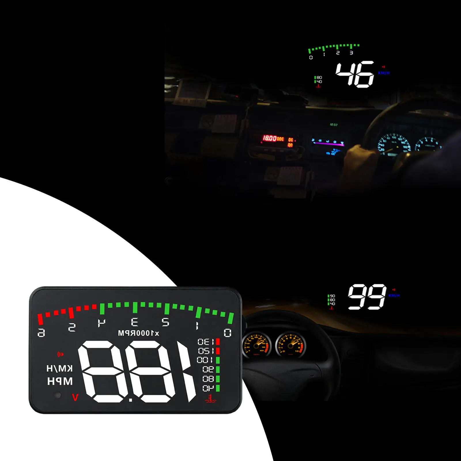 3.5inch HUD Head up Projector Display A900 OBD2 Mileage Measurement Speed Fatigue Measurement Universal Upgrade for Cars Trucks