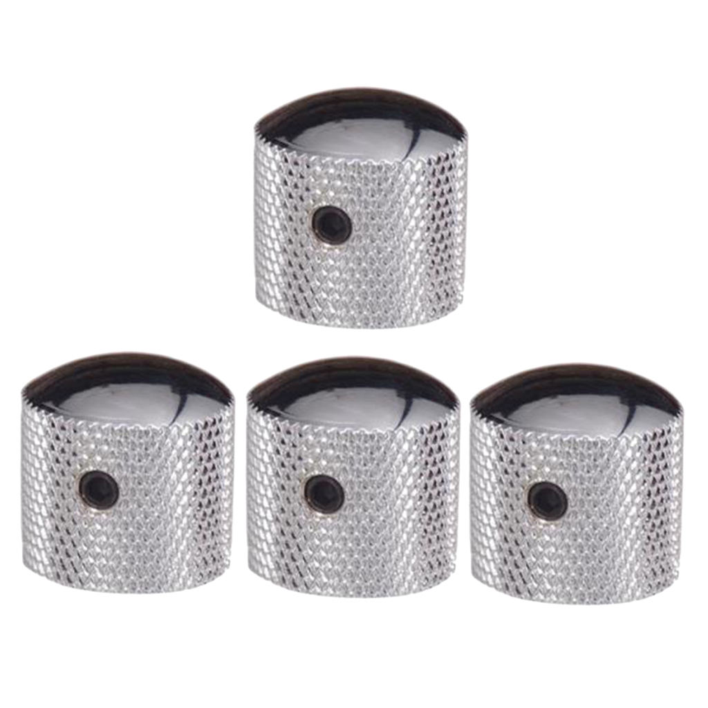4 Pieces Silver Guitar Bass Knobs Screw Fixing  & Volume Knobs for  Electric Guitar Parts