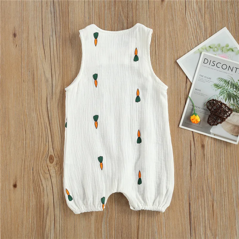 Baby Boys Girls Romper Summer Toddler Newborn Infant Sleeveless Cactus Print Cotton Linen Jumpsuits Playsuits Overalls Outfits Baby Bodysuits for girl 