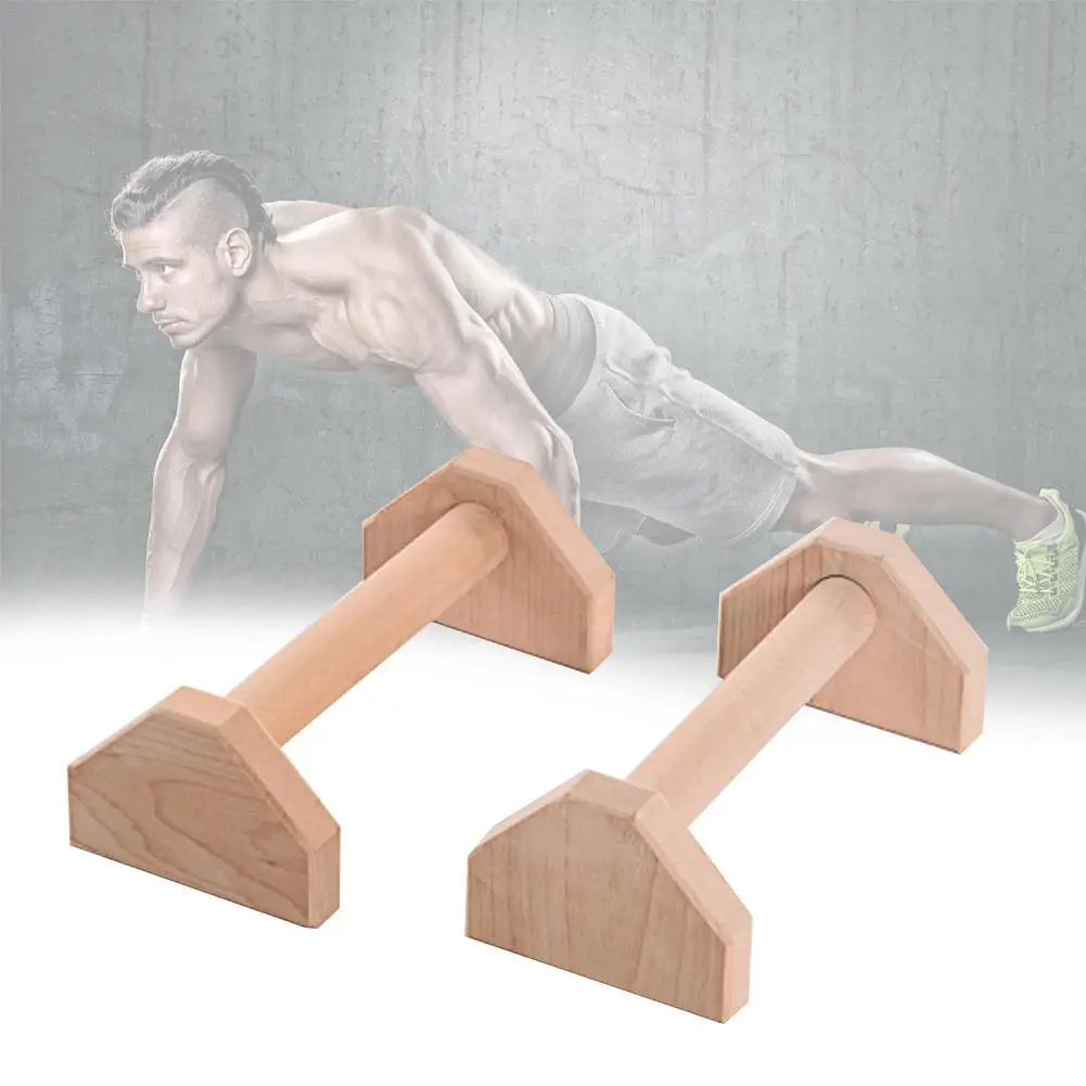 1pair Wooden Push Up Bars Gymnastic Calisthenics Strength Training Workout Stand 