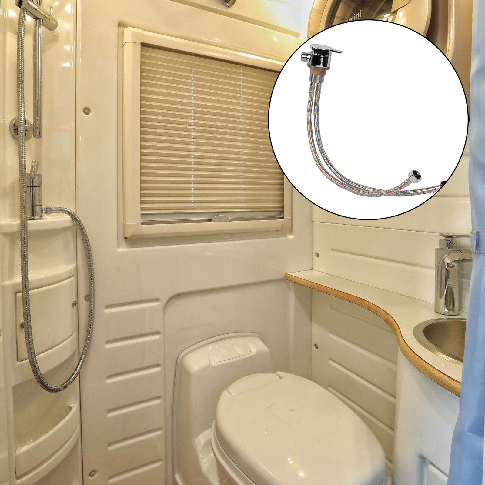 1Set 316 Stainless Steel Hot & Cold Faucet Spray Hose Repalcements for RV Trailer Campervan Boat