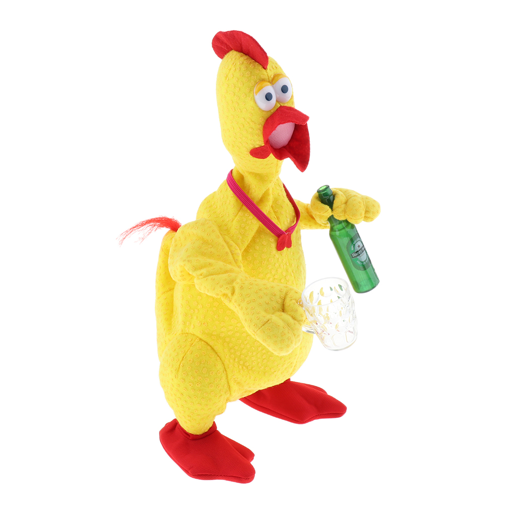 Funny Beer Drunken Chicken Electric Plush Animal Baby Toy Screaming, Singing,