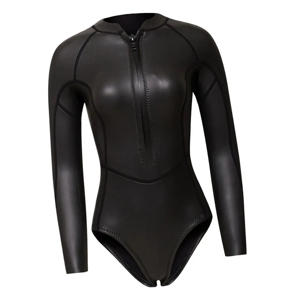 Women`s Rashguard One-Piece Long Sleeve Front Zip UV Protection Surfing Swimsuit Swimwear Bathing Suit