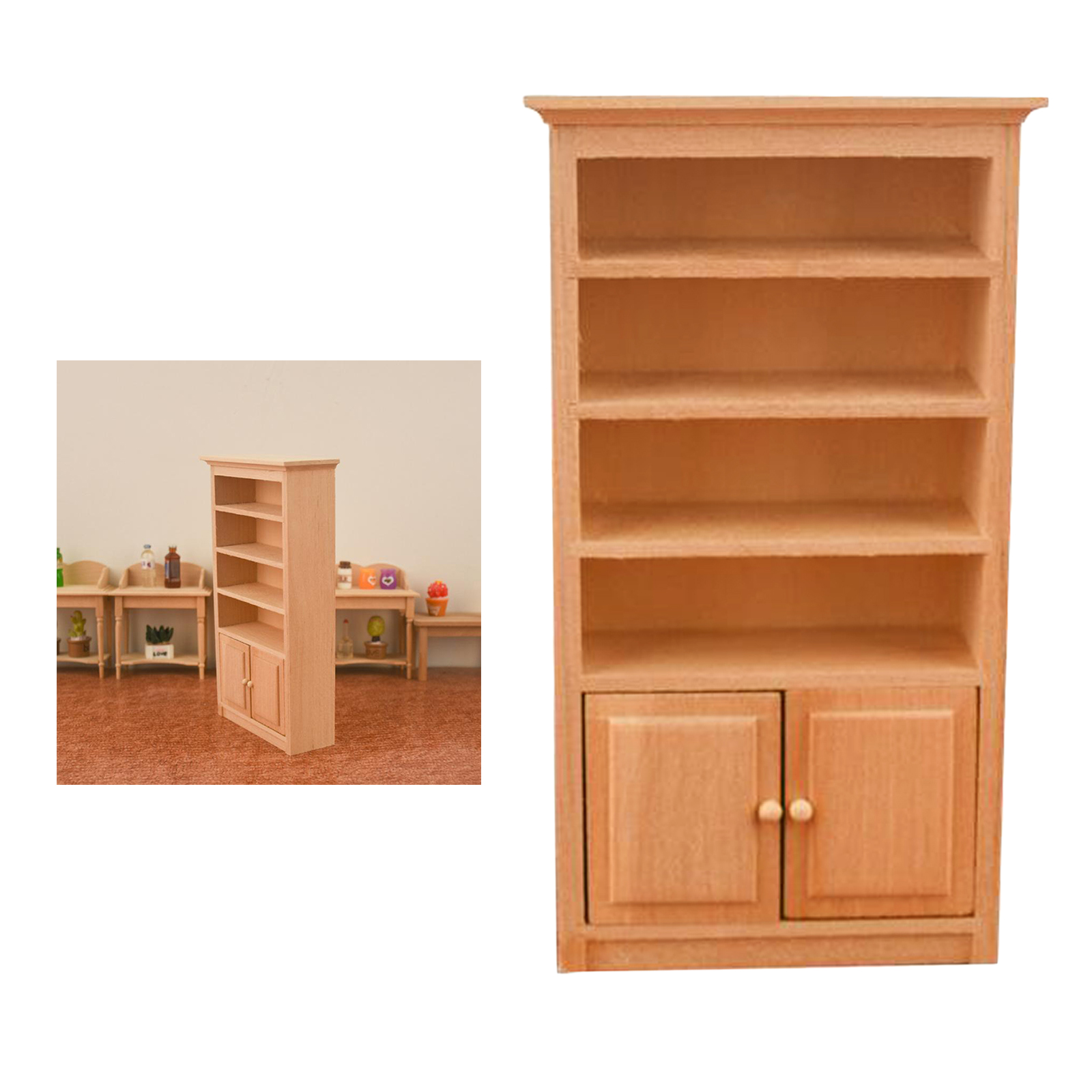2x1/12 Doll House Wood Cabinet Bookshelf Model Living Room Supplies Scenery