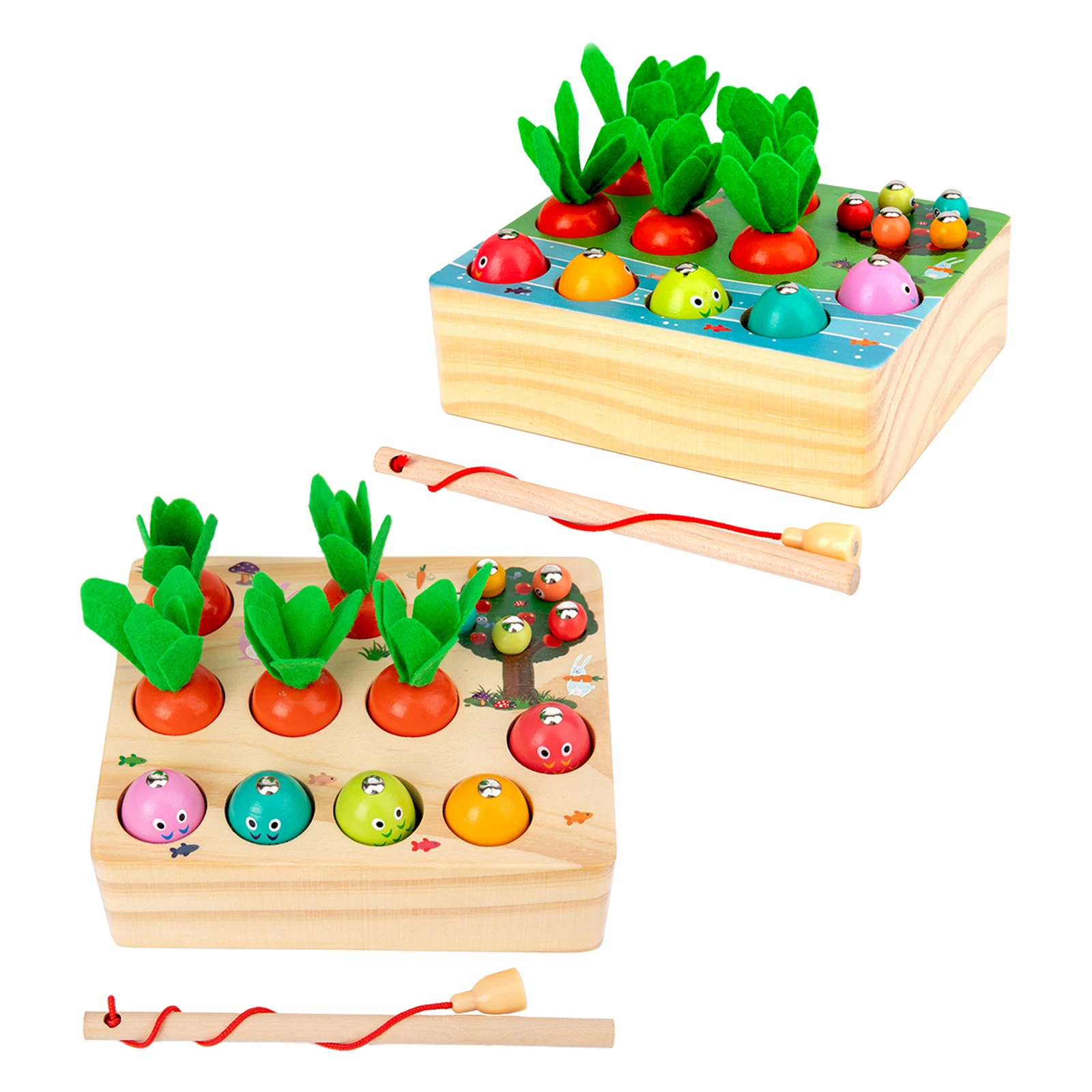 Wooden Carrots Montessori Sensory Educational Learning Activities Toys Shape Sorter Fine Motor Skills Puzzle Blocks Game