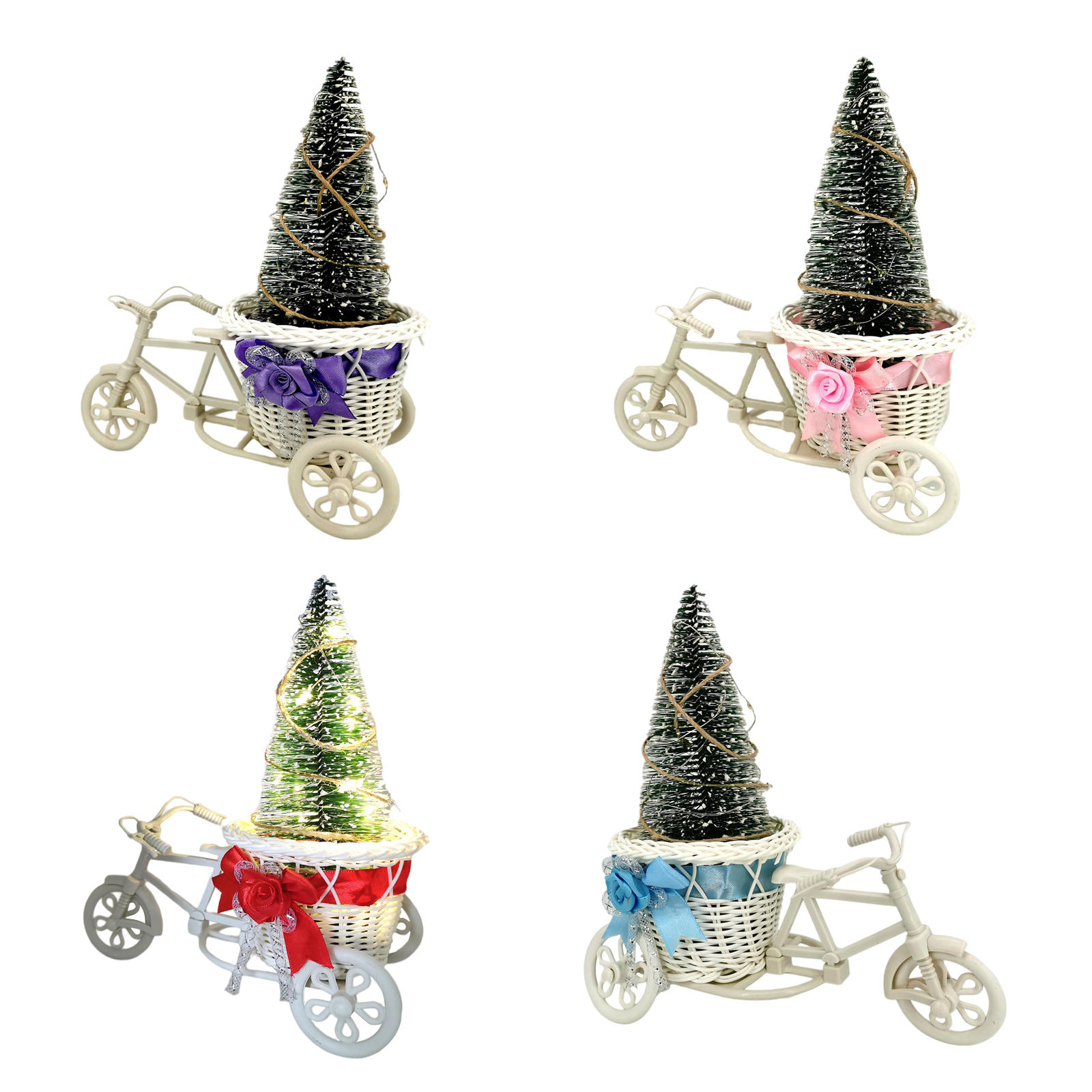 Immitation Rattan Flower Basket Vase Tricycle Bicycle Model Home Garden Wedding Party Desk Ornament Home Decor Birthday Gift