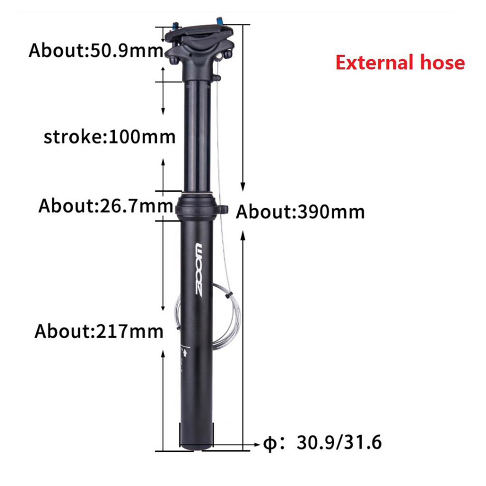 Lightweight Bike Remote Control Seatpost Dropper Seat Post External Cable Routed Bicycle Refit Saddle Tube