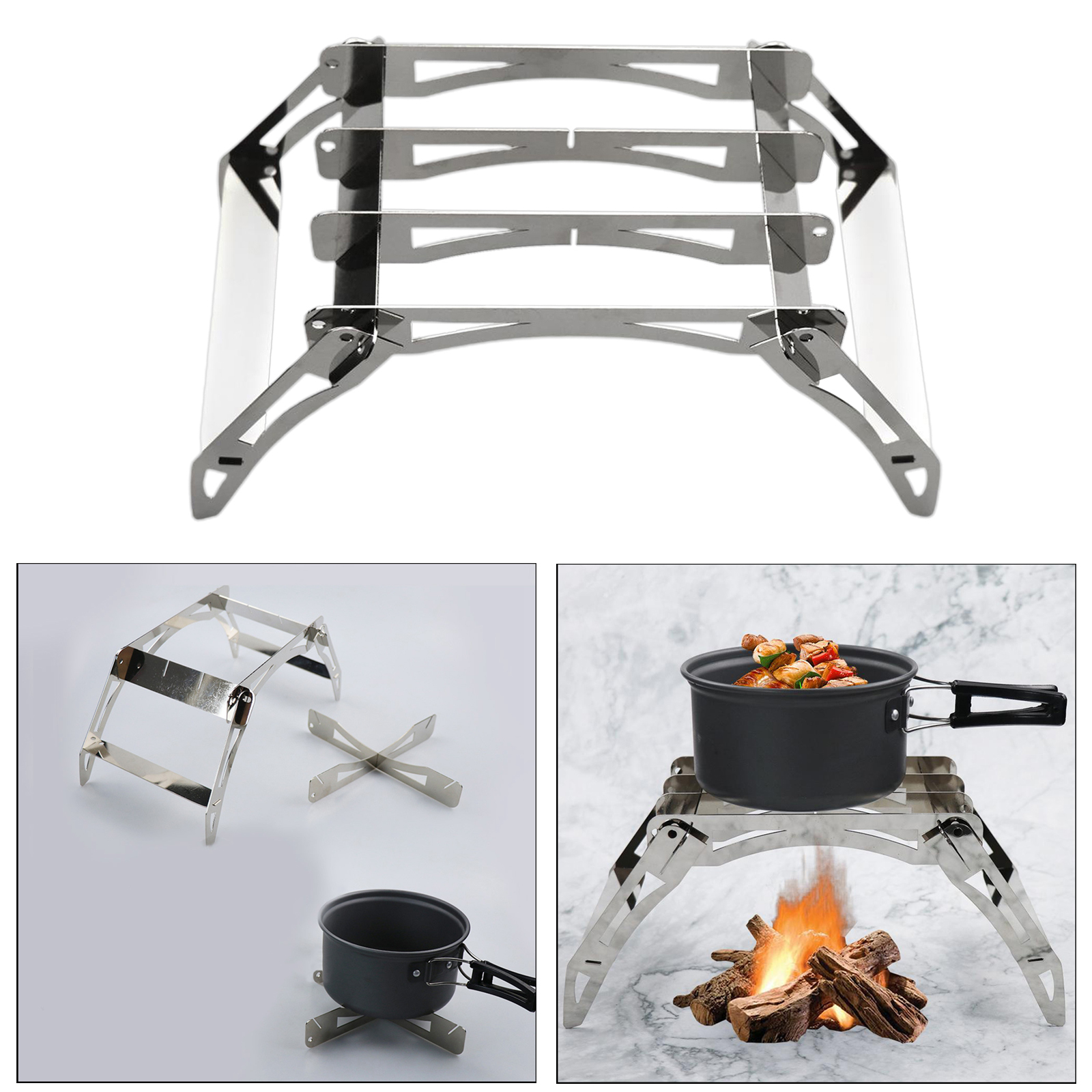 Foldable Stove Stand Camping Pot Holder Bracket Burner Support Picnic Grill
