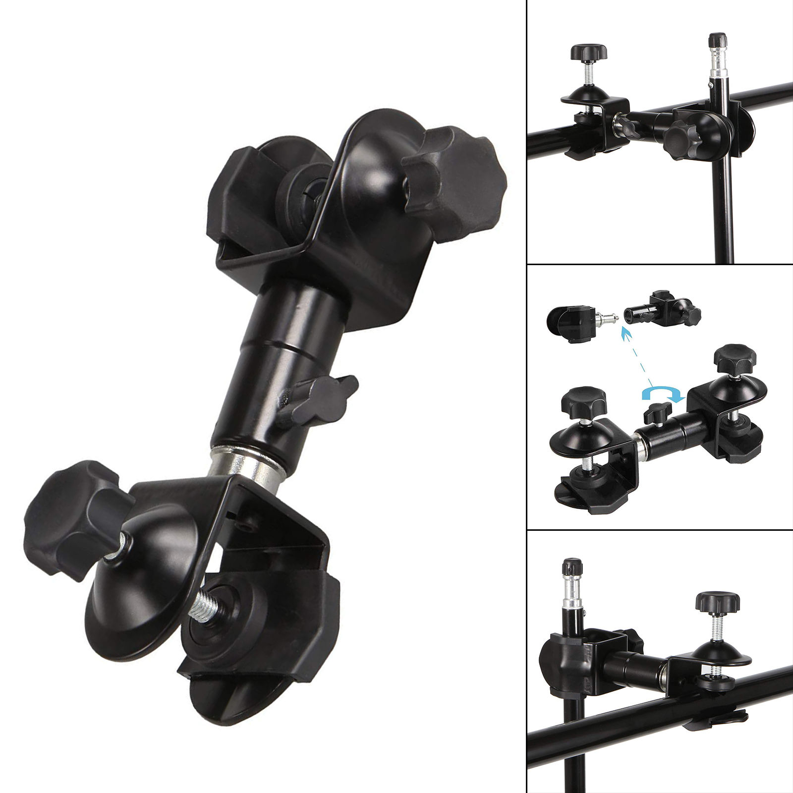 Metal Tripod Umbrella Holder for Camera Clip Clamp Bracket Stand Take Pictures Rain Shadow Adjustable Accessory