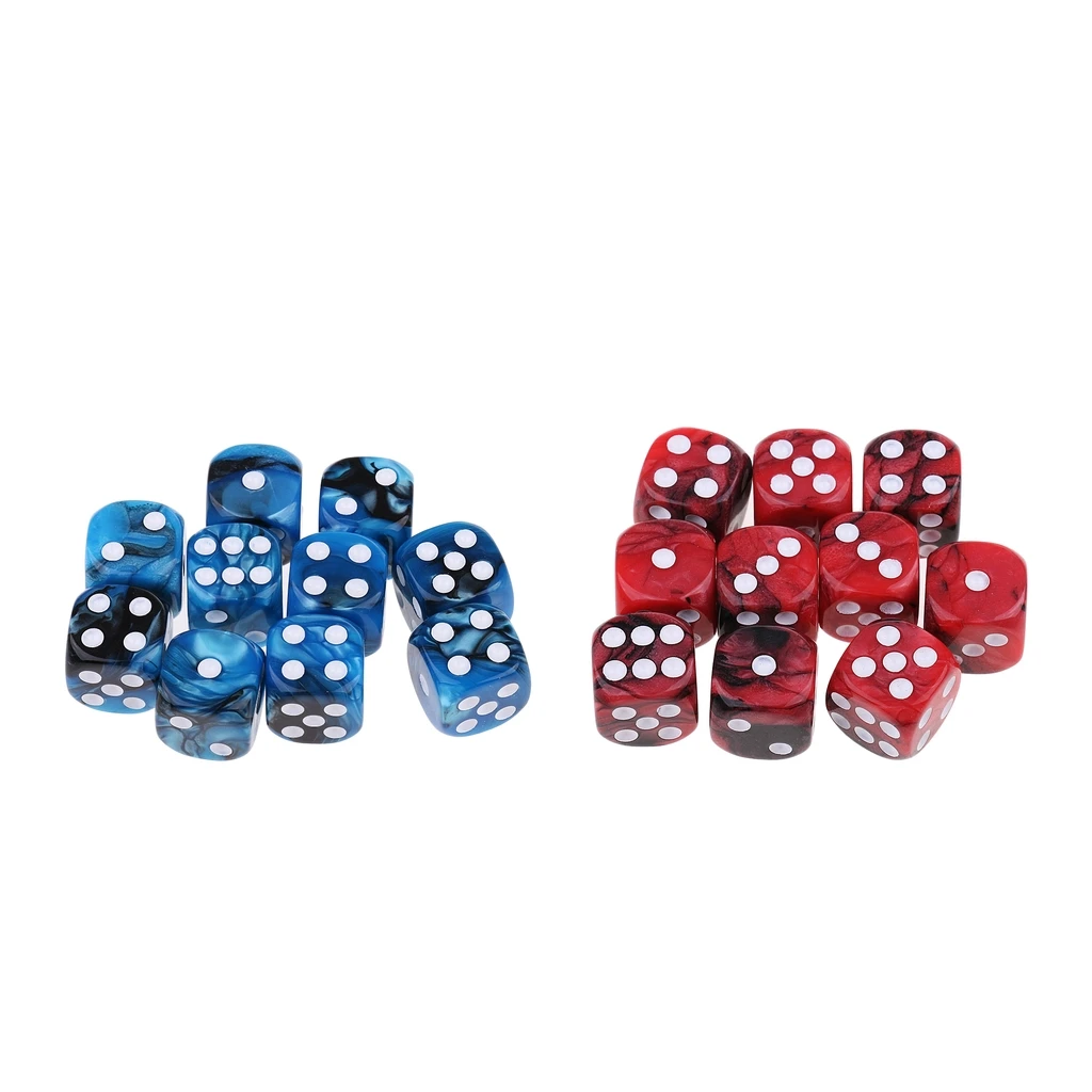 20Pcs Acrylic Six Sided Dotted Dice Dies TRPG For  Prop