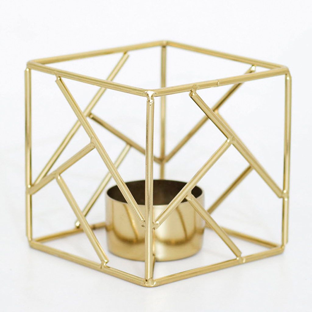 Cube Shaped Candle Holder Tealight Candlestick Desktop Dinner Decor Crafts