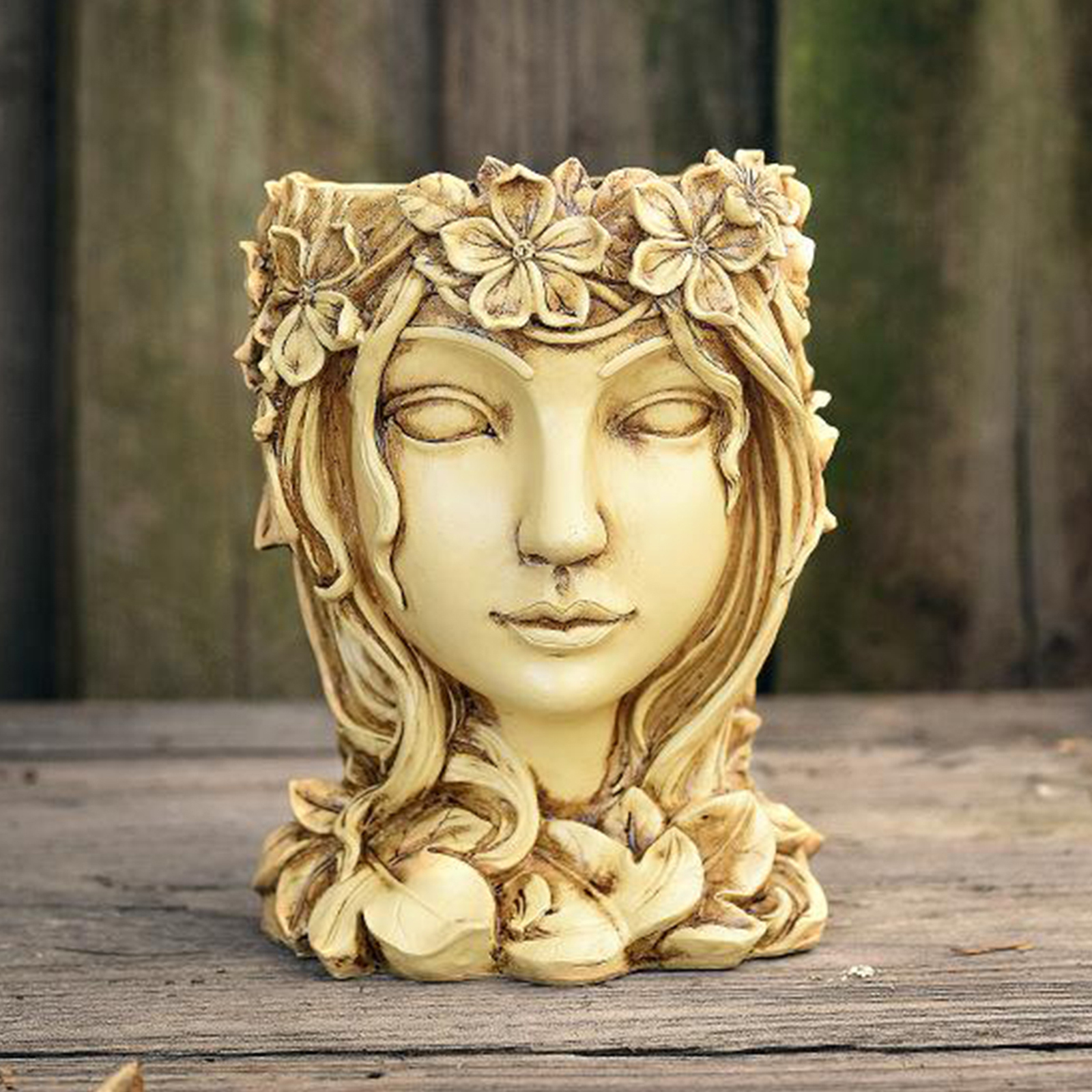 Resin Goddess Head Statue Planter Flower Succulent Pot Yard Desktop Decor