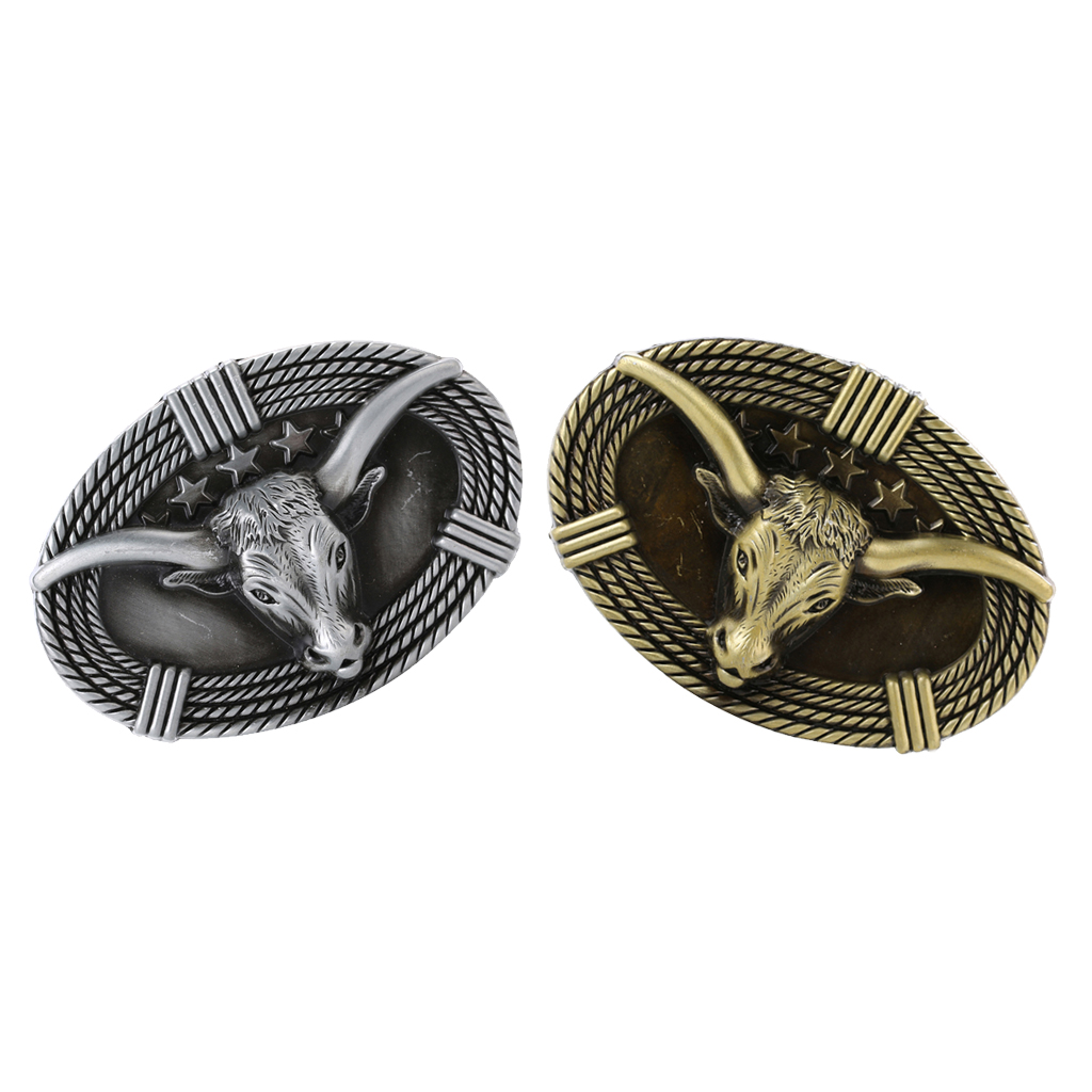 Male Ox Head Embossed Belt Buckle Stars Metal Western Cowboy Jewelry Buckle