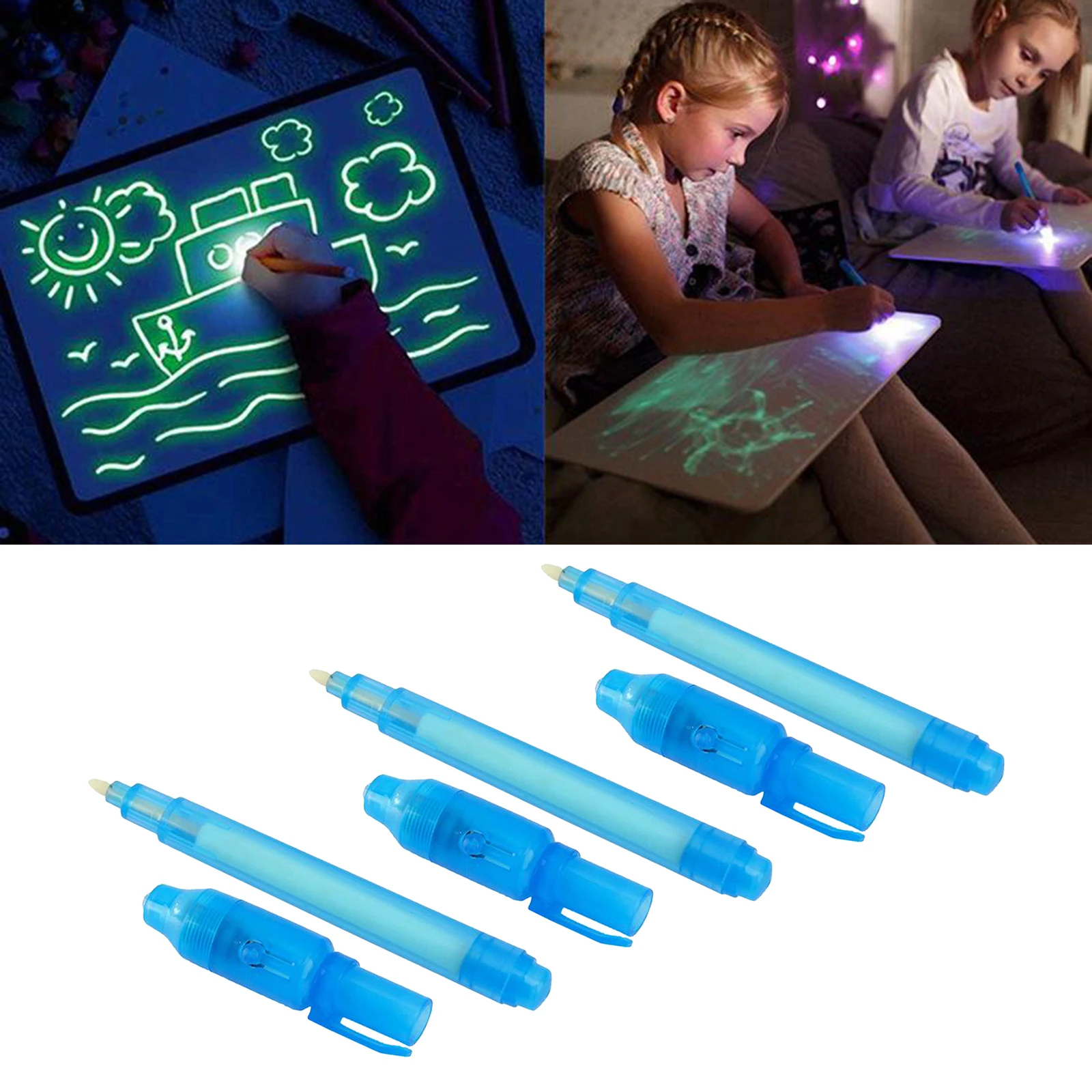 3Pcs Invisible Ink Pen with UV Black Light   Marker Pens for Writing