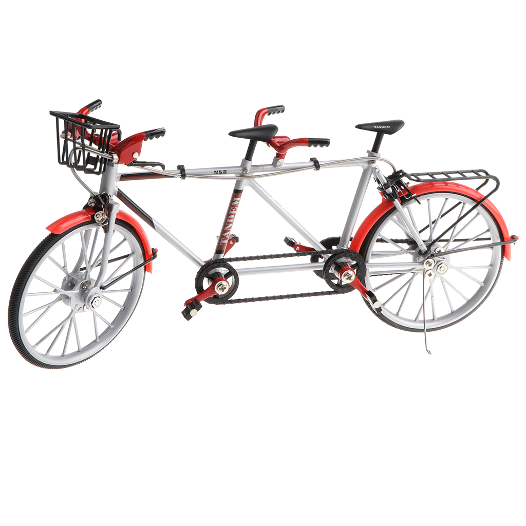 1/10th Racing Bike Tandem Model Alloy Simulated Road Bicycle Model Decoration Gift, Red