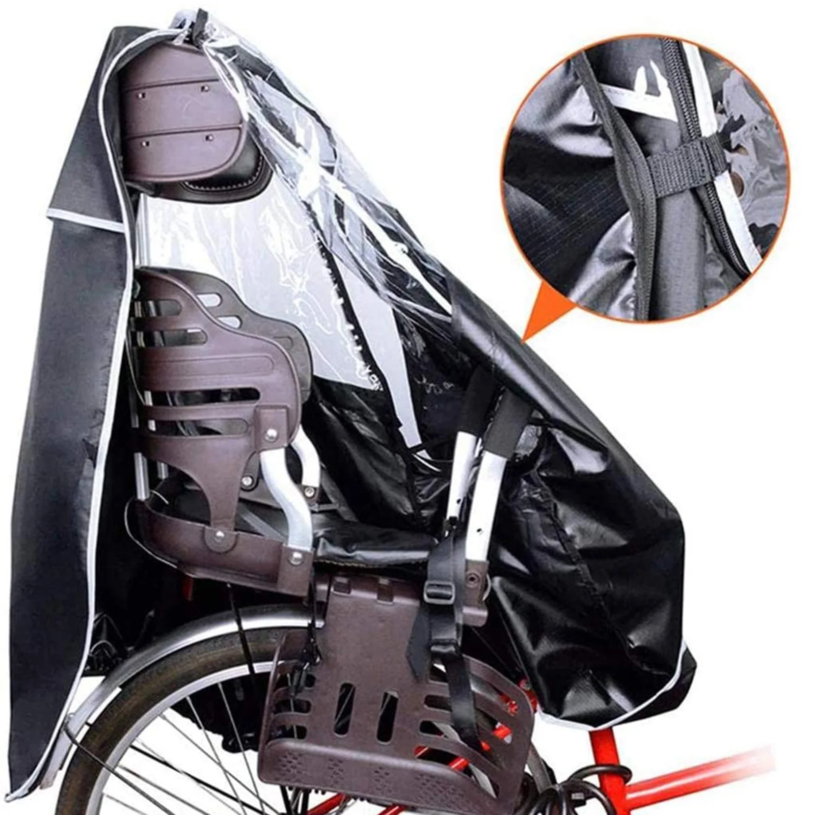 poncho para bicicleta portátil fácil fijación para niños asiento trasero transparente Protector de lluvia para asiento de bicicleta infantil 