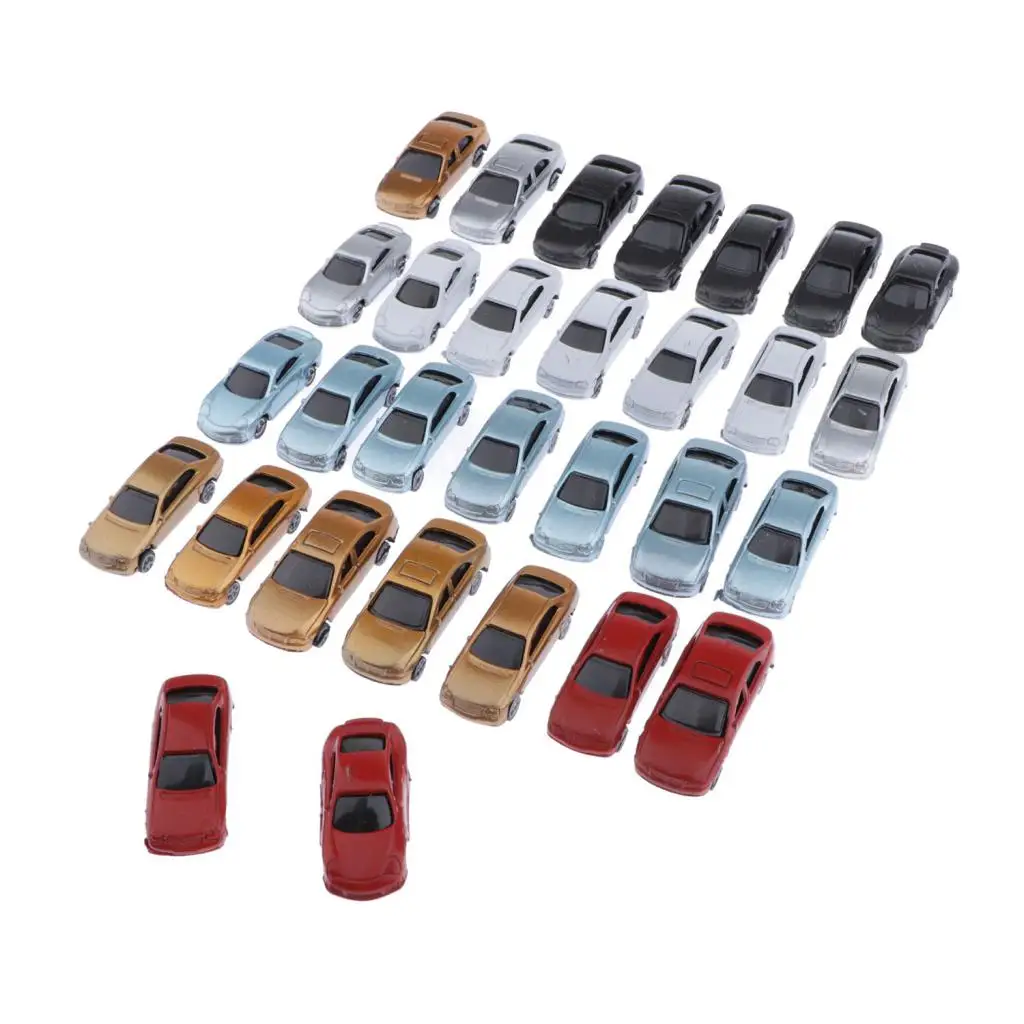 30 Mini Painted Car Auto Truck Model Toys 1: 100 HO for Diorama Landscape