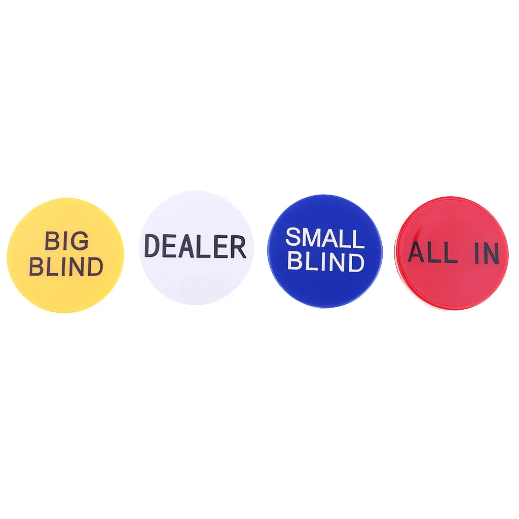 Dealer Button, Little & Big Blind All-in Poker Chips 2 Side w/ Clear Letters