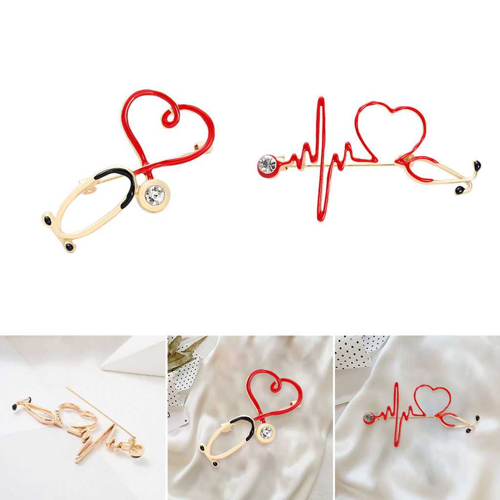 Brooch Pin Electrocardiogram Personality Medical Medicine Brooch Pin Alloy Jewelry Nurse Doctor Student Hat Lapel Pins