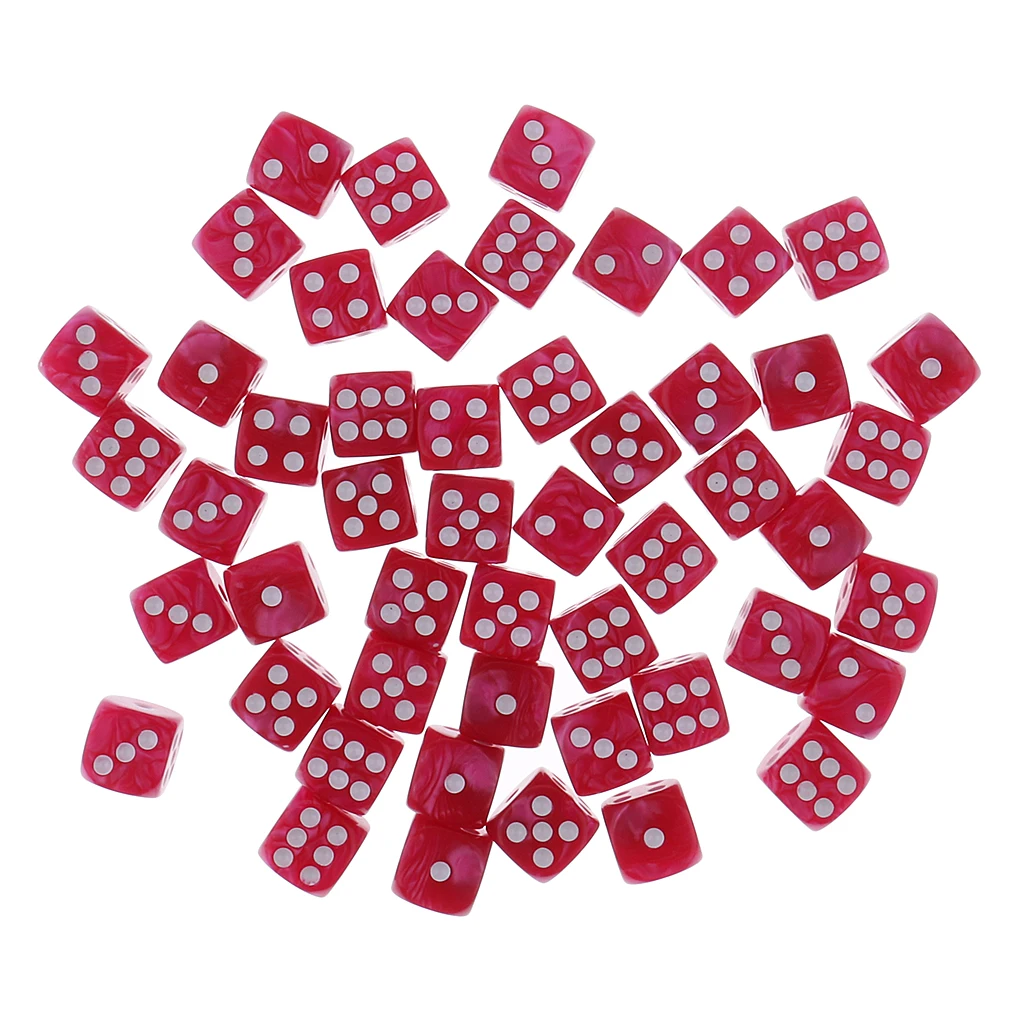 50 Pieces 6 Sided Spot Dices Digital D6 Dices for Party Bar Card Game Props D&D MTG RPG Gaming