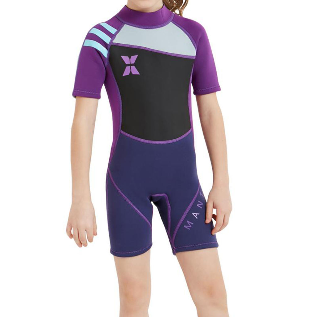 Short Sleeve Wetsuit Girls Swimming Fullsuit Baby Boys Back Zip Swimsuits Close Body Fullbody Diving Suit for Surfing