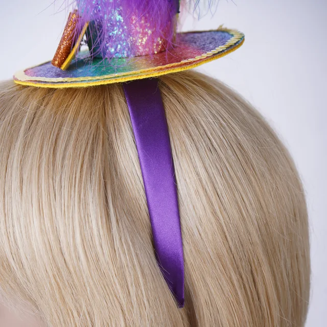 Purple Top Hat Headband - Mardi Gras Mini Hat Dress Up Hair