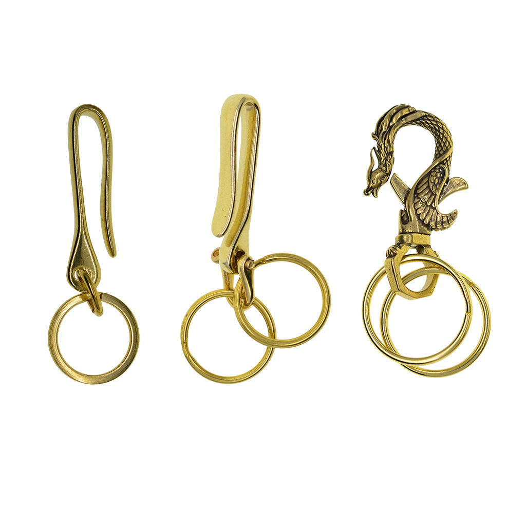 Solid Brass U/ Phoenix Key Chain Key  Hook Clip Biker Pant Snap Clasp