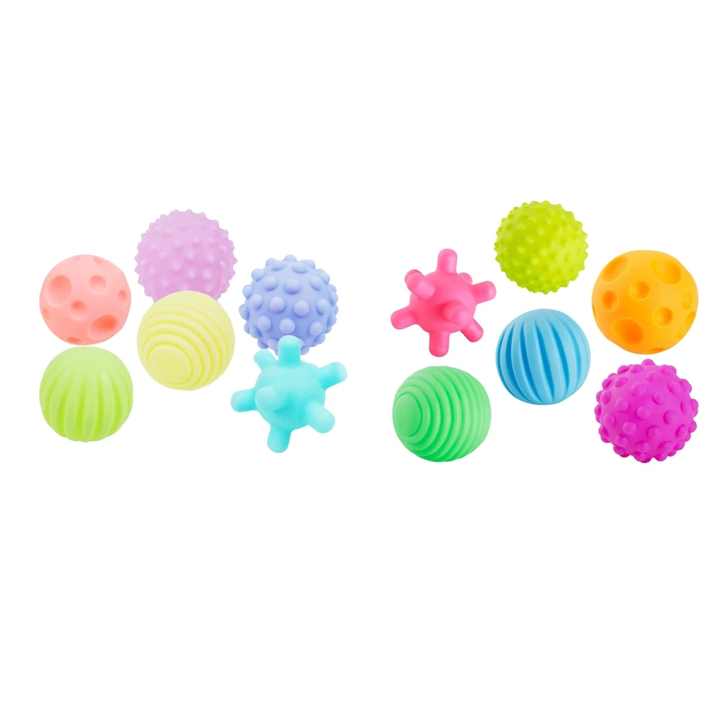 6 Pieces Infant Baby Textured Multi Balls Touch Hand Ball Soft Grab Toys Gifts