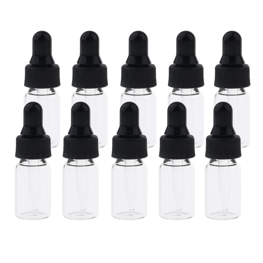 10pcs Refillable Eye Dropper Bottle Reusable Vials for Essential Oil Aromatherapy Perfume 4ml