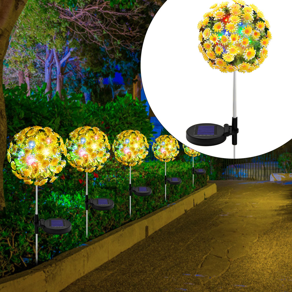 Decoração da Festa Jardim ao ar Paisagem Gramado Pathway 20 Leds Luz Solar Lâmpada Cerca Estaca Daisy Flor Bola Quintal Livre 2 Pçs 7 decoração da festa luz solar lâmpada cerca