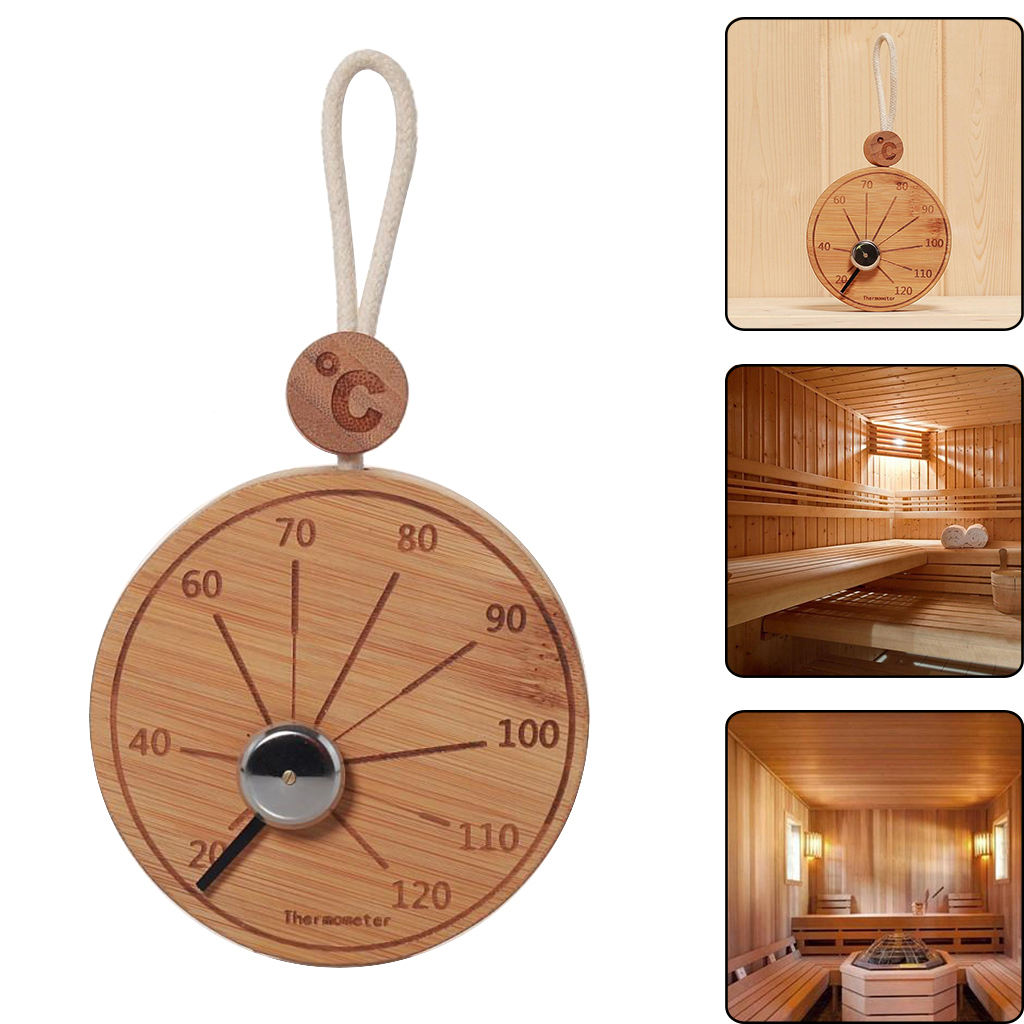 Bamboo Sauna Thermometer Hygrometer Temperature Measures for Sauna Room Household